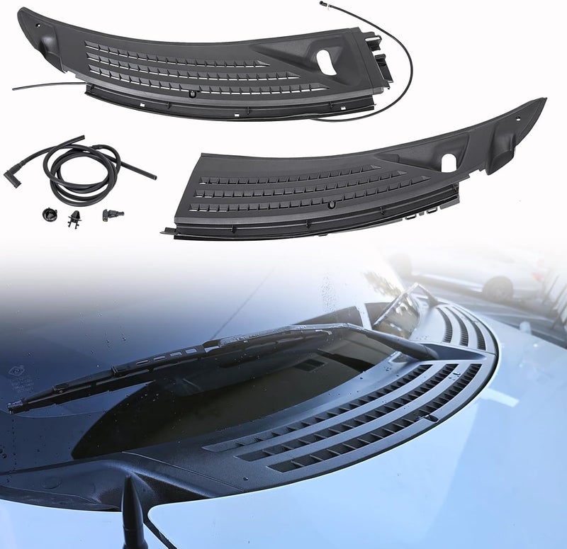 Wocch Windshield Wiper Cowl Cover Panel w/Seals Compatible with Ford F150 2009-2014 Left & Right Front Windshield Cowl Panel Grille Insert Replace# BL3Z-15022A69-A BL3Z-15022A68-A - Image 1